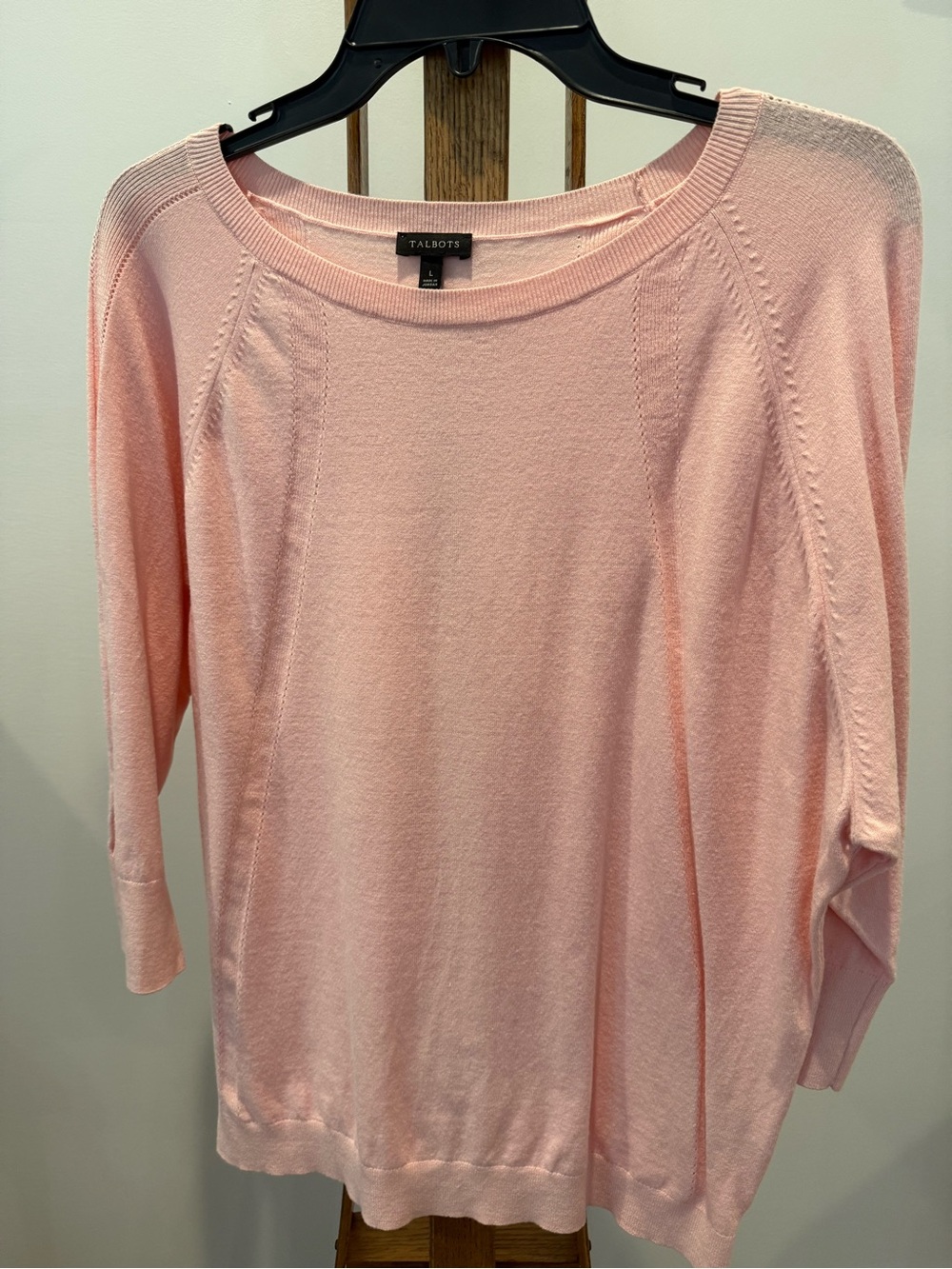 Talbots Pale Pink Raglan Boatneck Knit Top
